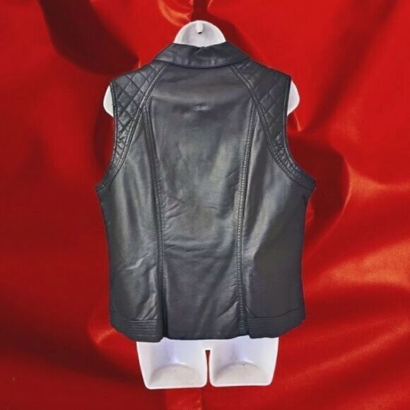 OSO Casuals VEST  NEW FAUX LEATHER Quilted ZIP/Snap Front Collar PLUS 1X - Picture 4 of 6